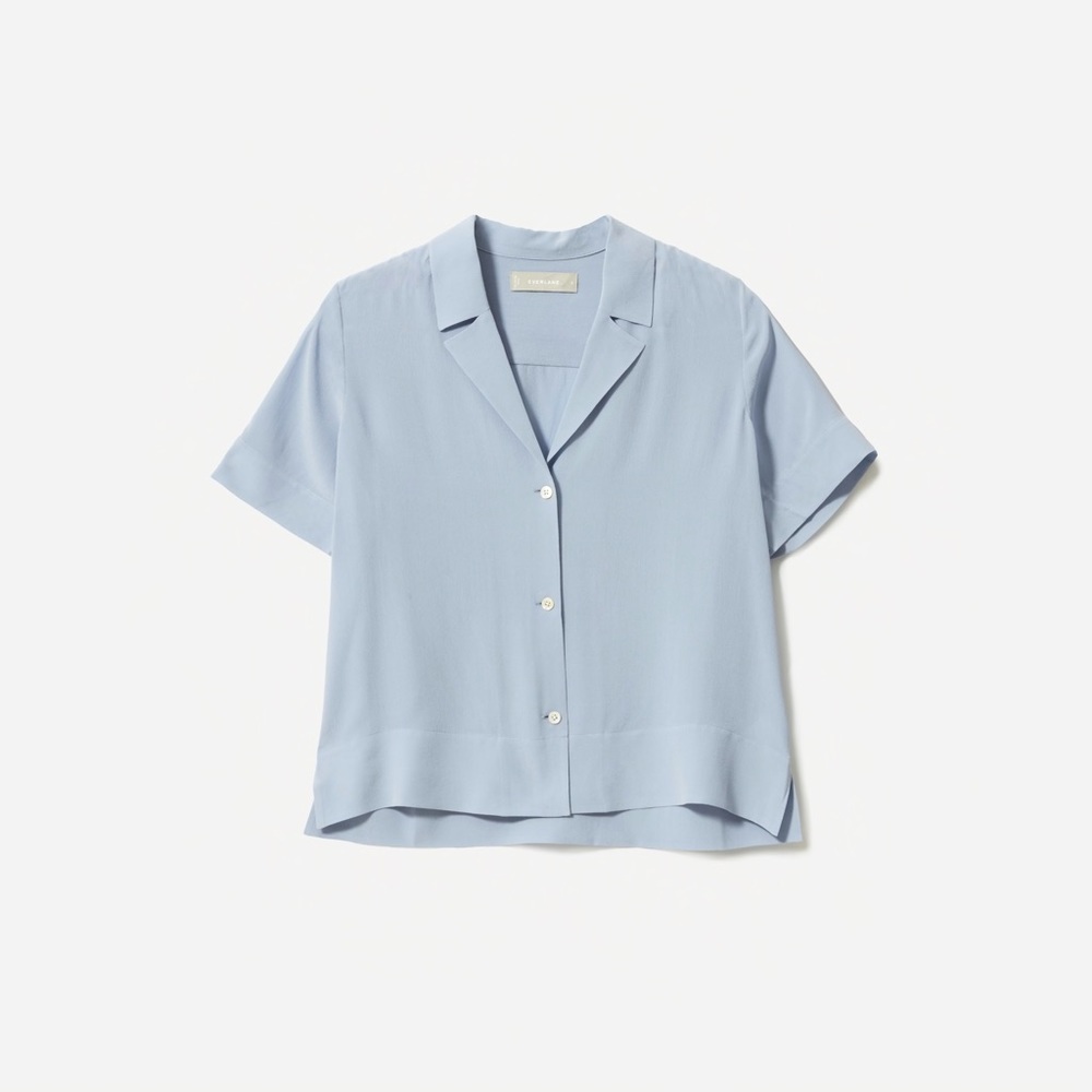 Everlane Clean Silk Short Sleeve Notch Shirt